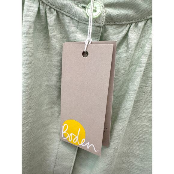 BODEN Petite Light Green Lace Trim Button Blouse Long Sleeve Cotton NWT | Size 6 - Picture 6 of 8